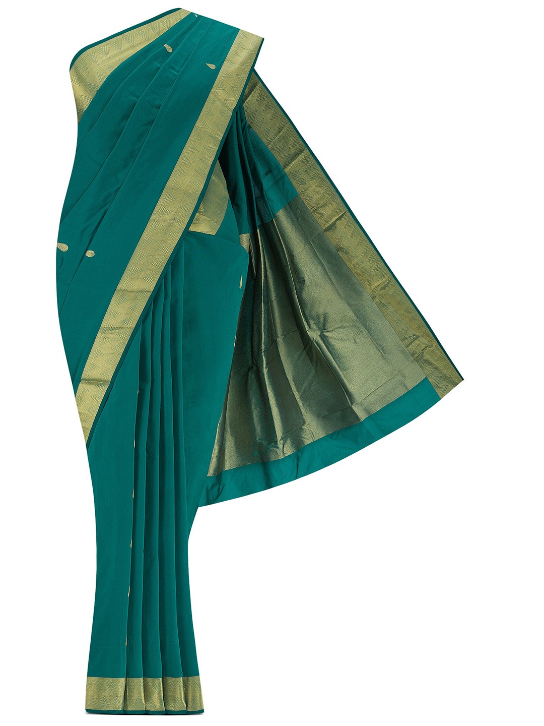 

Nalli Geometric Woven Design Zari Saree, Green
