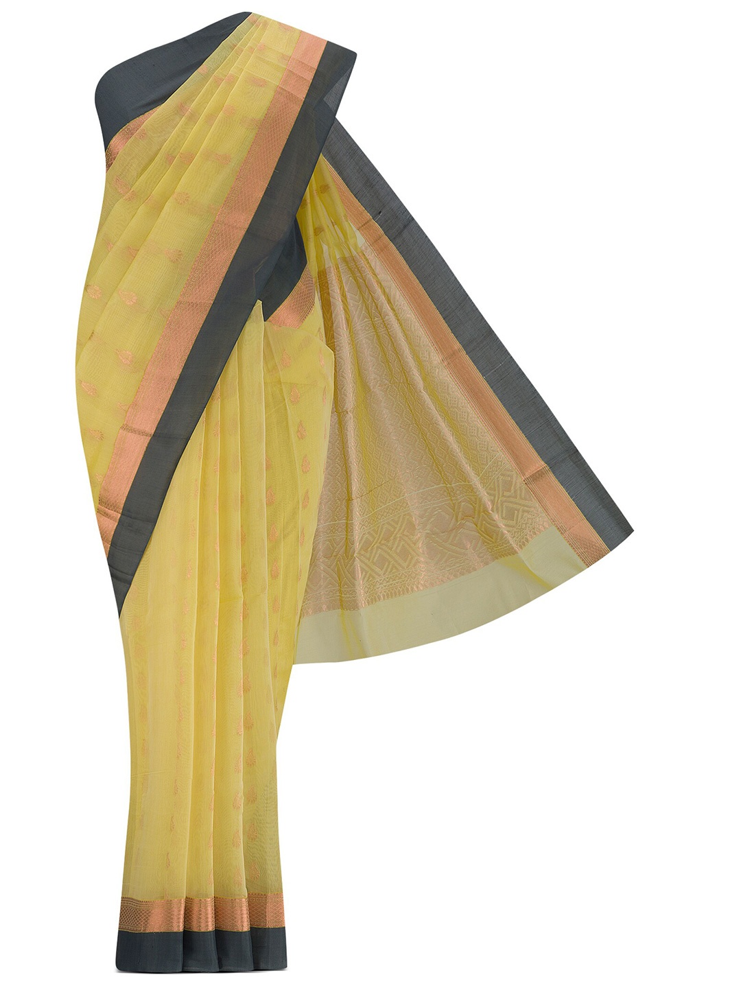 

Nalli Floral Woven Design Zari Silk Cotton Saree, Yellow