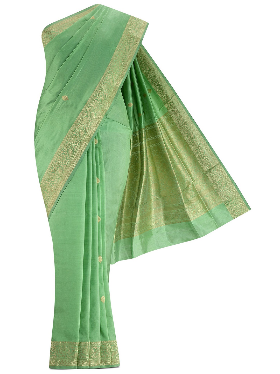 

Nalli Woven Design Tussar Silk Saree, Green