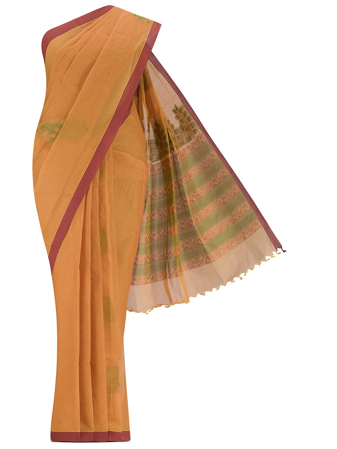 

Nalli Woven Design Zari Pure Cotton Kanjeevaram Saree, Orange