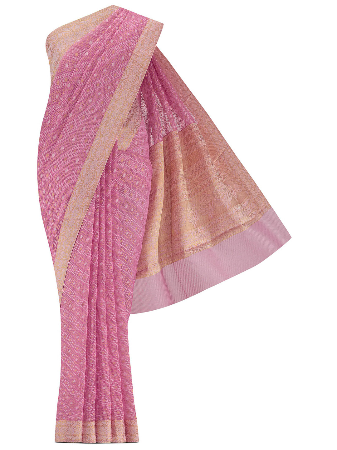 

Nalli Floral Woven Design Zari Kota Saree, Pink