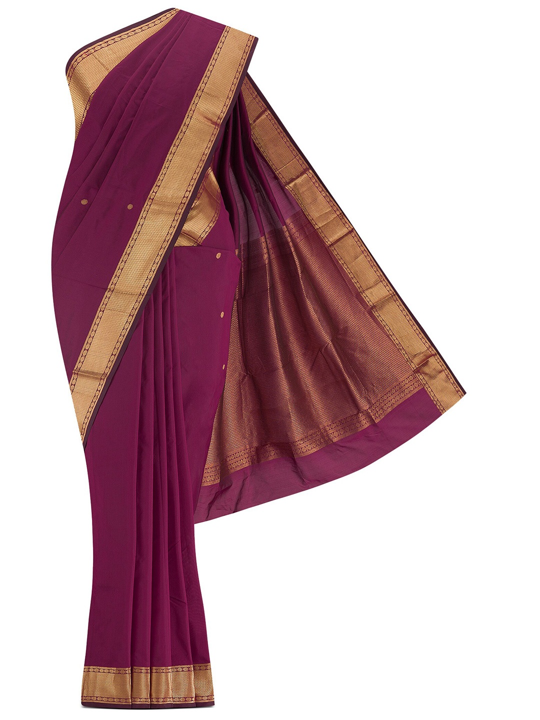 

Nalli Polka Dots Woven Design Zari Art Silk Saree, Magenta