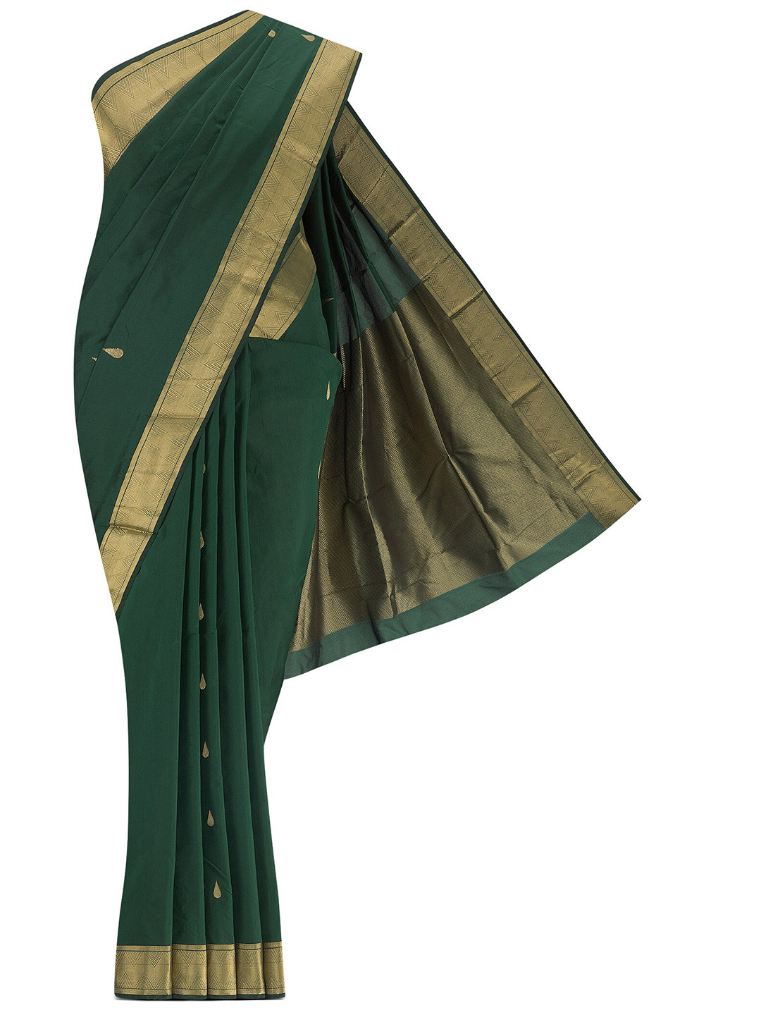 

Nalli Ethnic Motifs Woven Design Zari Saree, Green