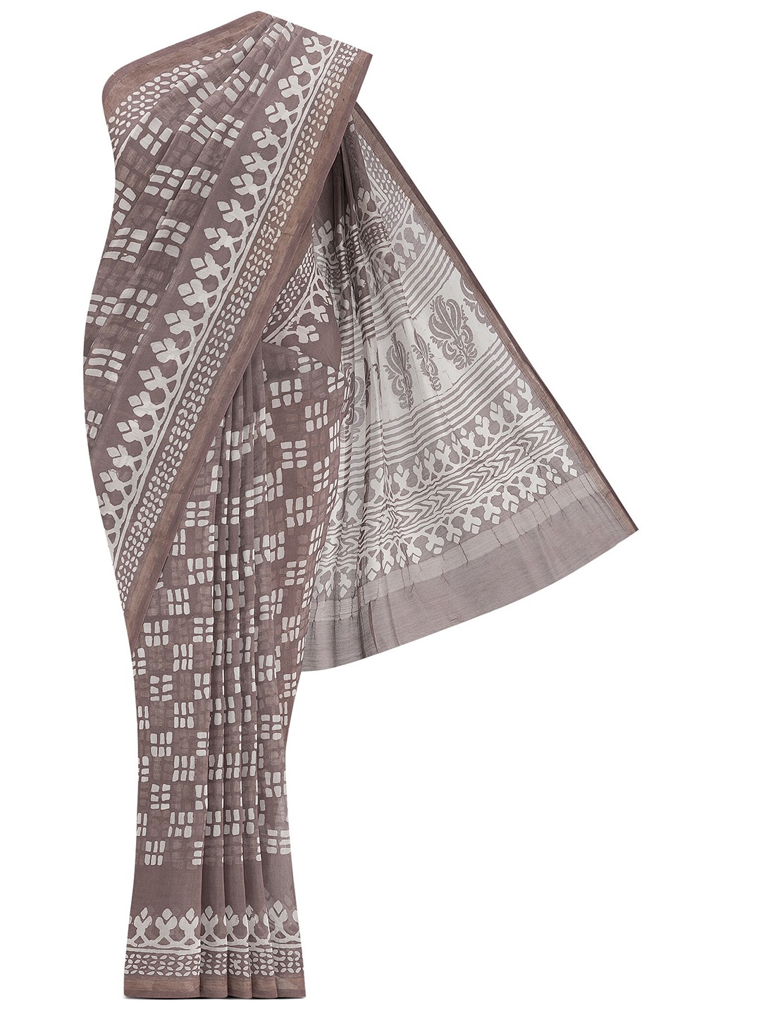 

Nalli Batik Printed Silk Cotton Maheshwari Zari Saree, Mauve