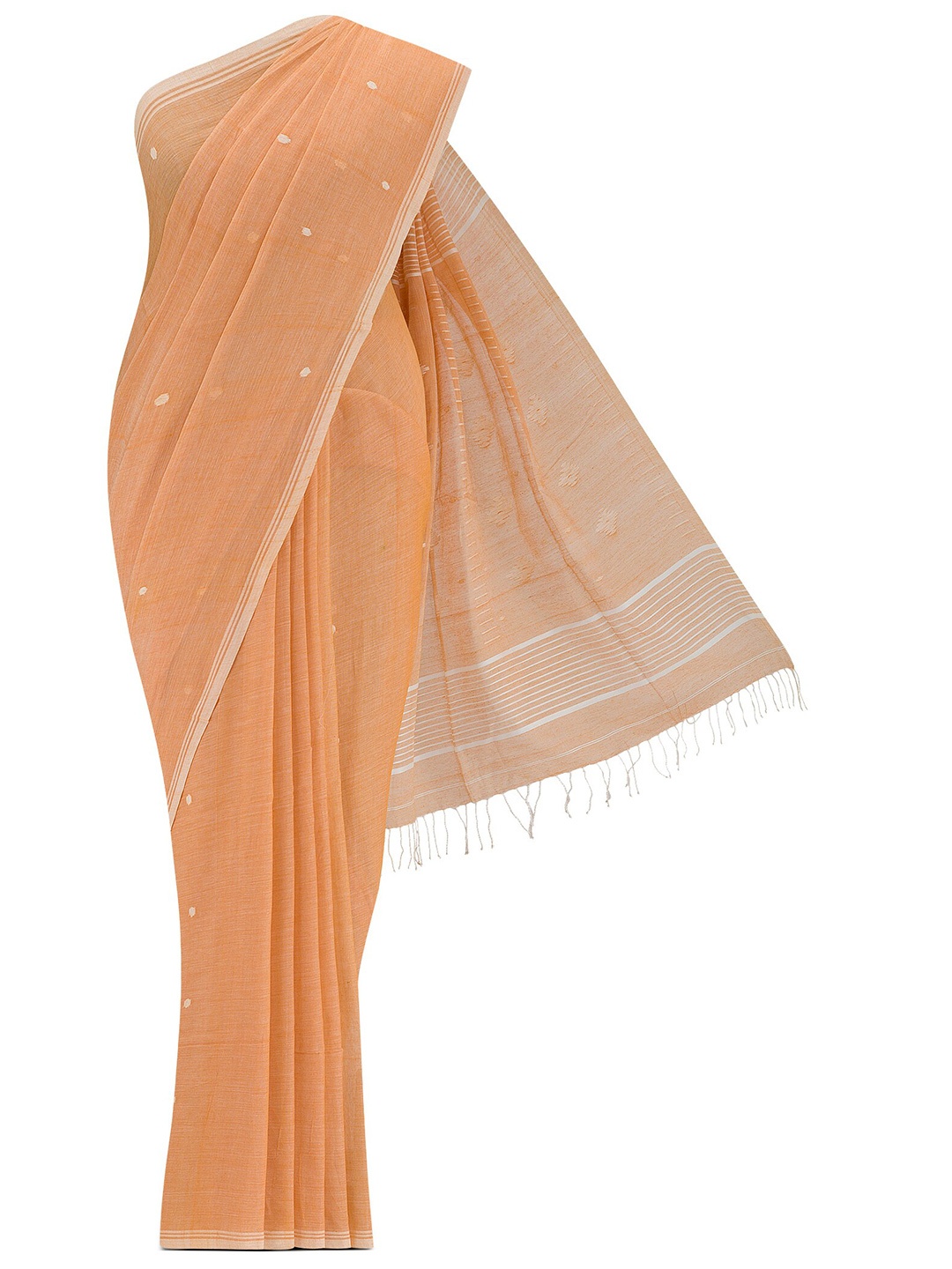 

Nalli Woven Design Pure Cotton Taant Saree, Peach