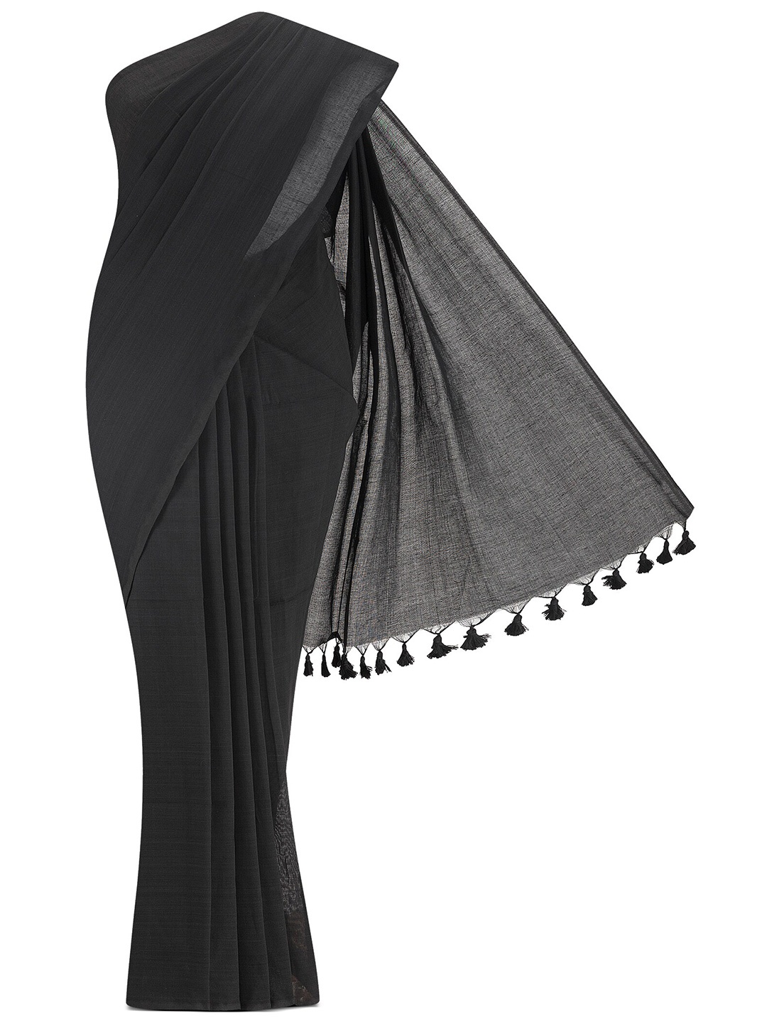 

Nalli Pure Cotton Taant Saree, Black