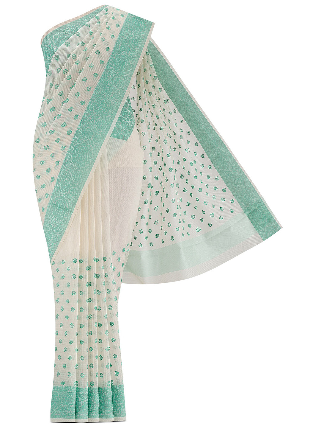 

Nalli Floral Woven Design Kota Saree, Cream
