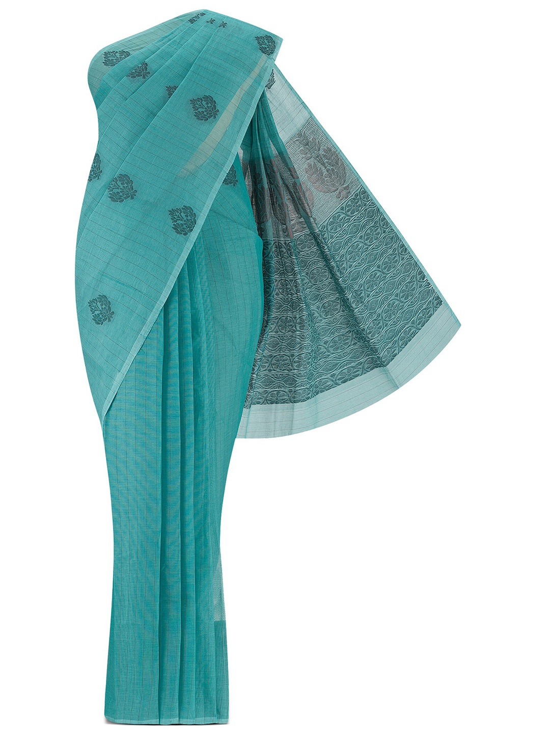 

Nalli Ethnic Motifs Cotton Saree, Blue