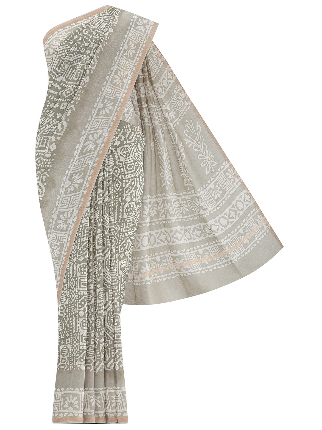 

Nalli Ethnic Motifs Printed Silk Cotton Sarees, Grey