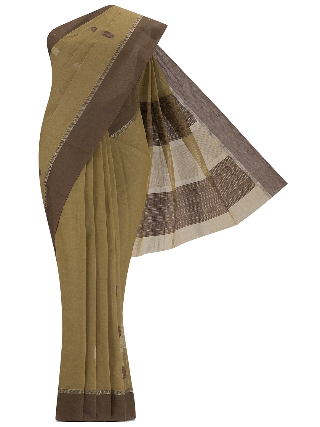 

Nalli Geometric Woven Design Zari Pure Cotton Kanjeevaram Saree, Brown