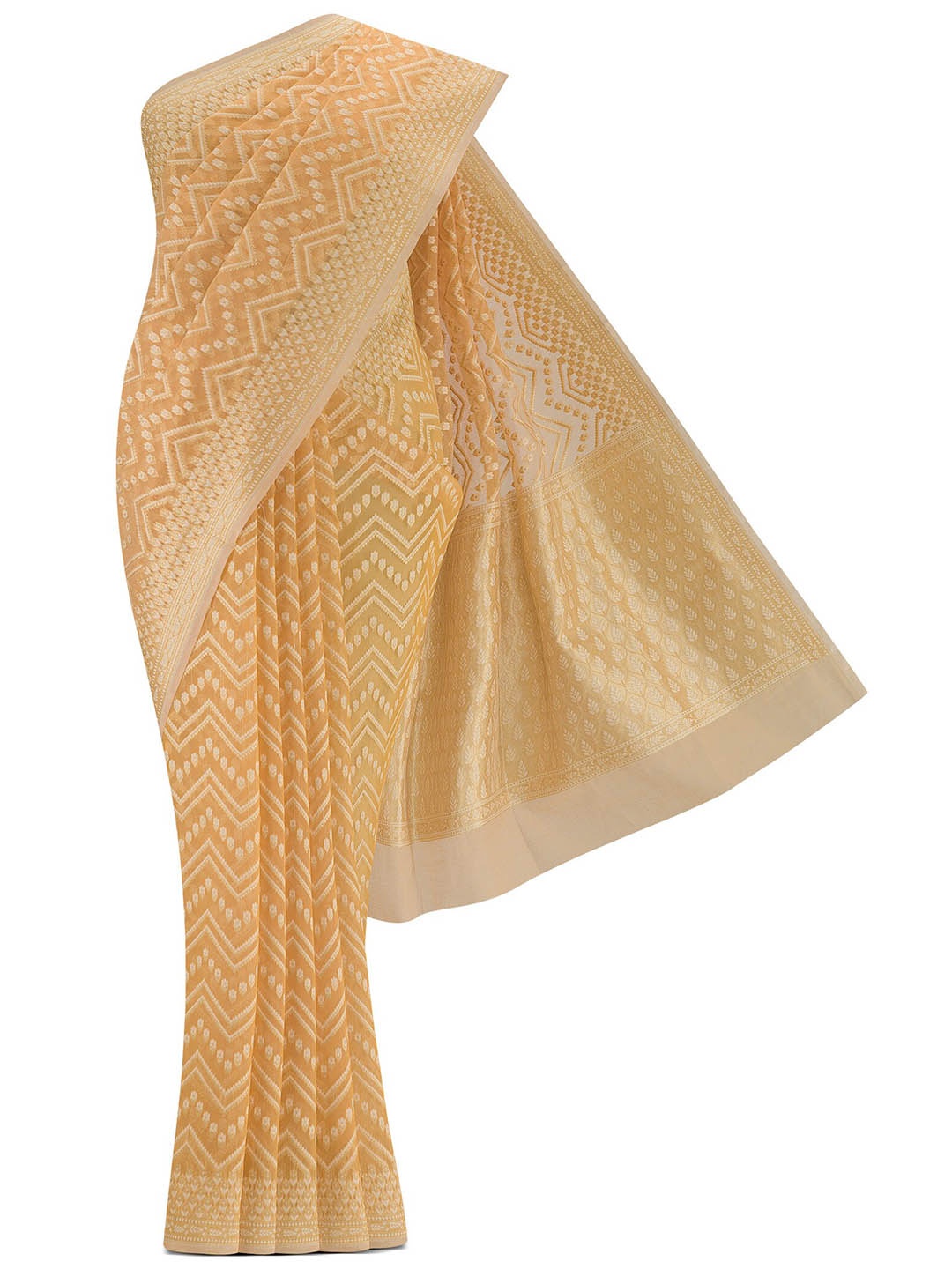 

Nalli Floral Woven Design Zari Silk Cotton Saree, Yellow