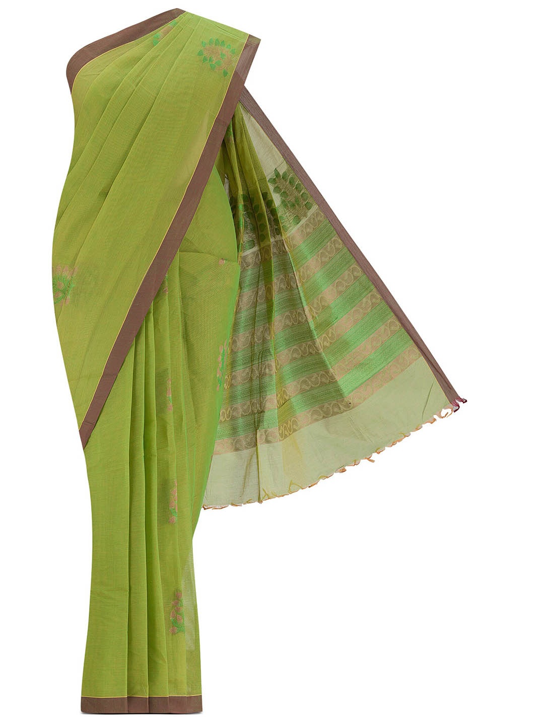 

Nalli Woven Design Pure Cotton Kanjeevaram Saree, Green