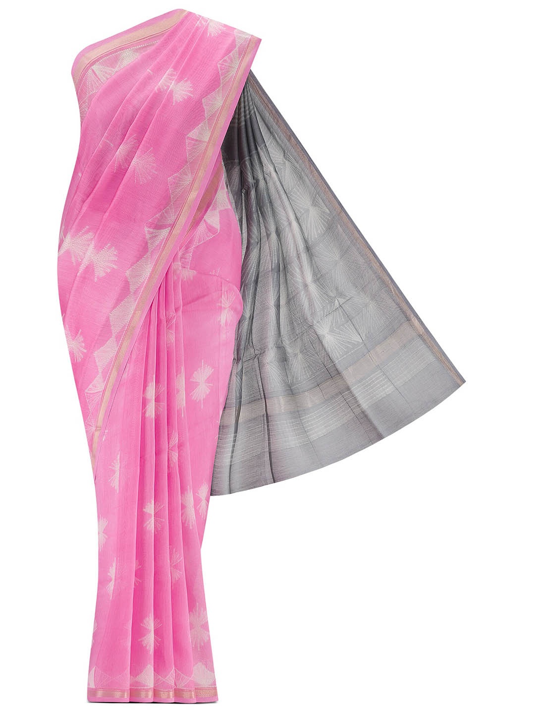 

Nalli Batik Zari Silk Cotton Saree, Pink