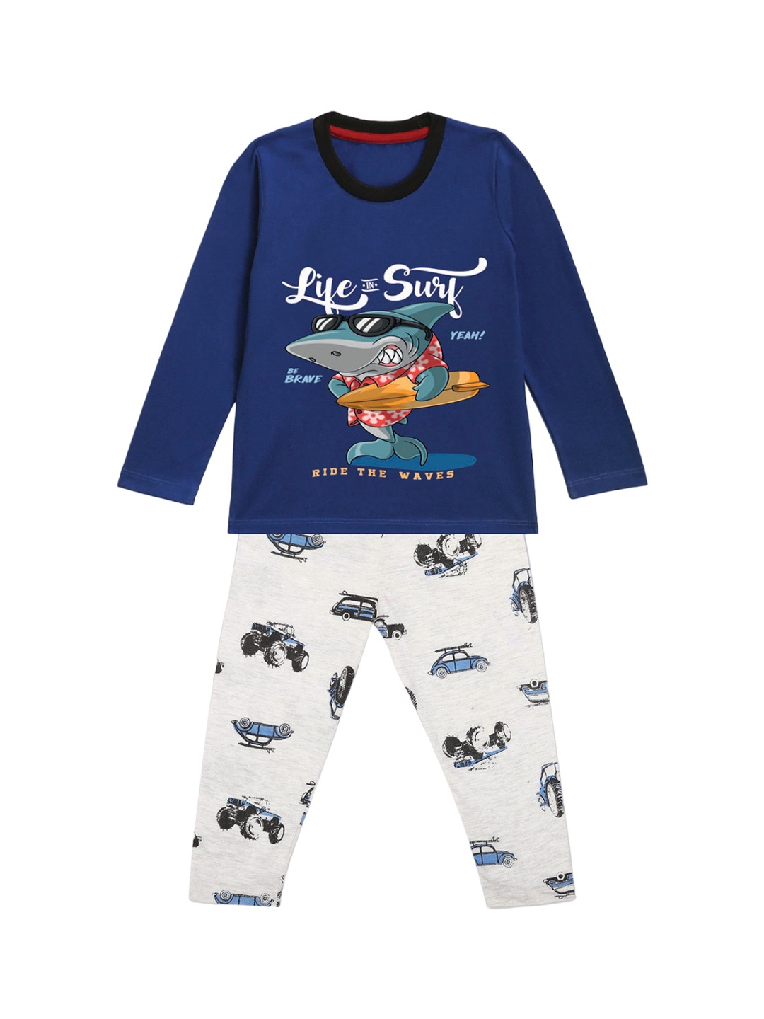 

YK Boys Graphic Printed Night suit, Blue