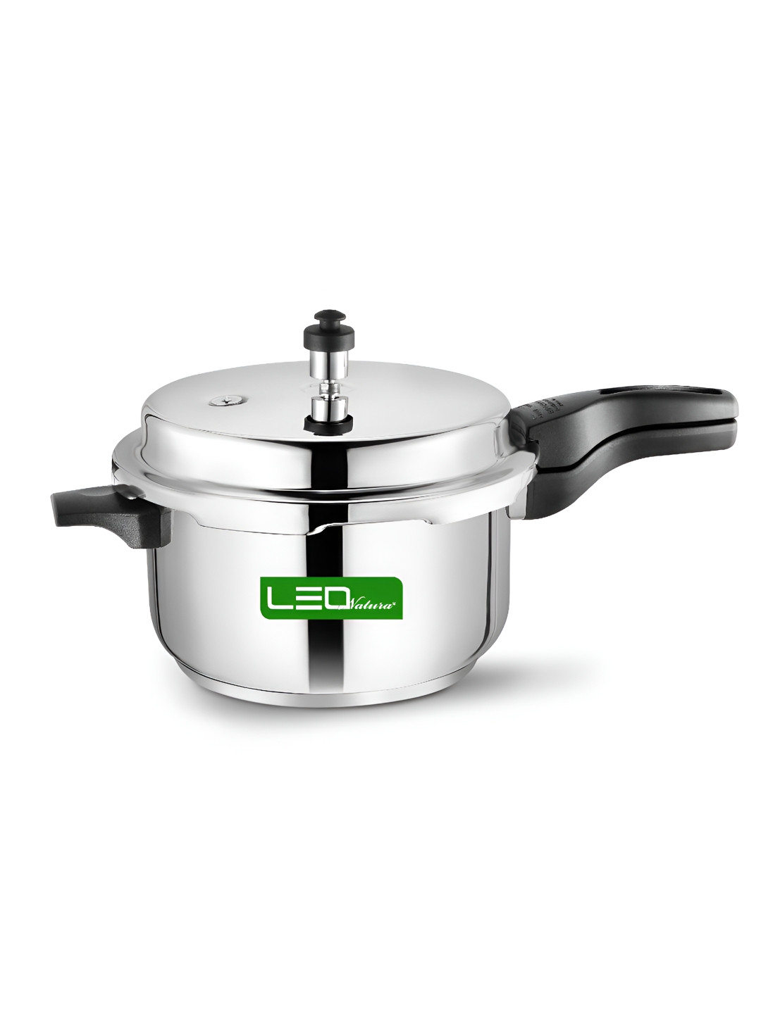 

Leo Natura Silver-Toned & Black Stainless Steel Induction Base 5 Litre Pressure Cooker
