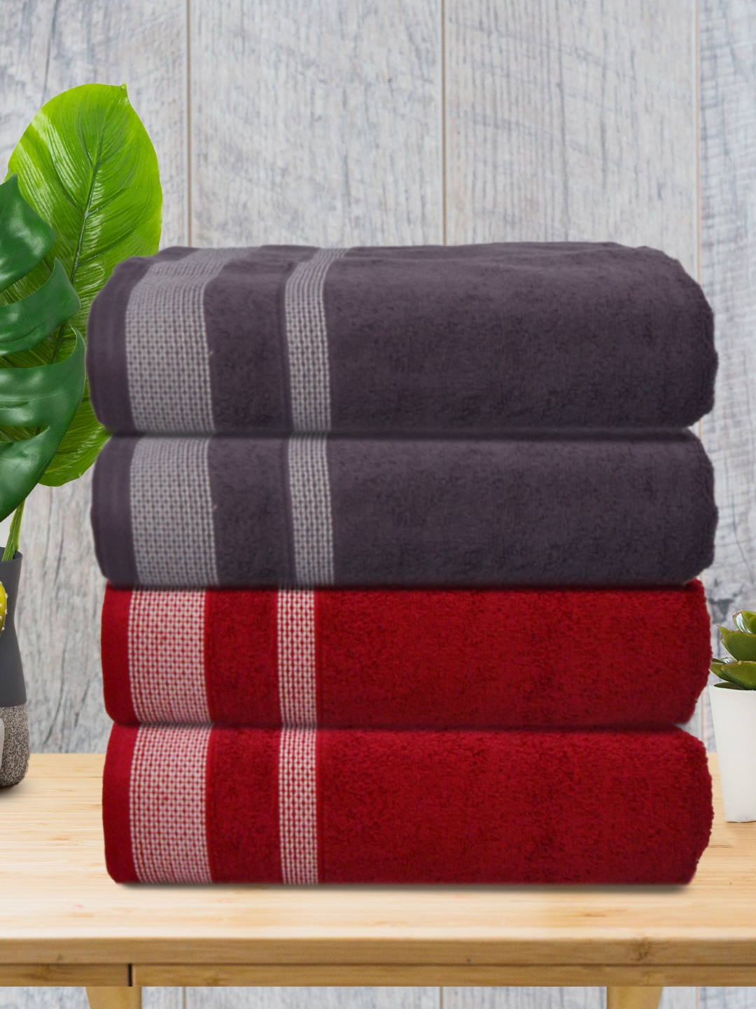 

Athom Living Peach & Blue 4 Pieces Cotton Bath Towels