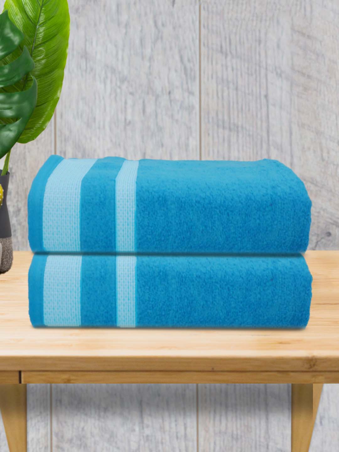 

Athom Living Blue 4 Pieces Striped 400 GSM Bath Towels