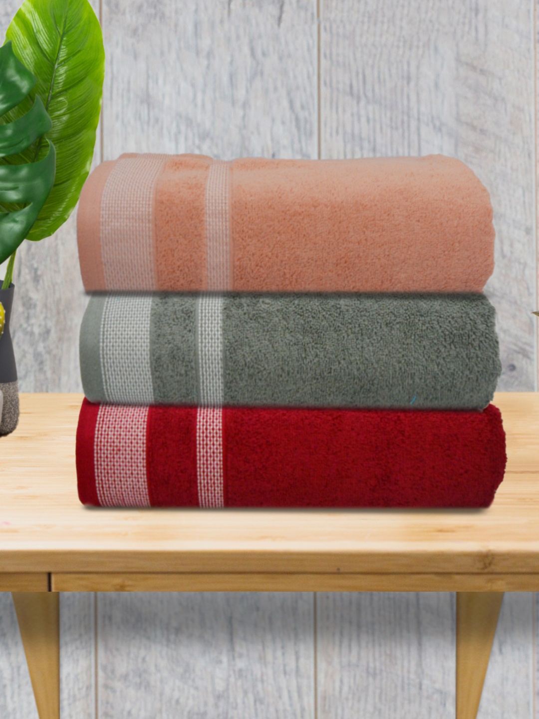 

Athom Living Peach & Grey 3 Pieces 500GSM Cotton Bath Towels