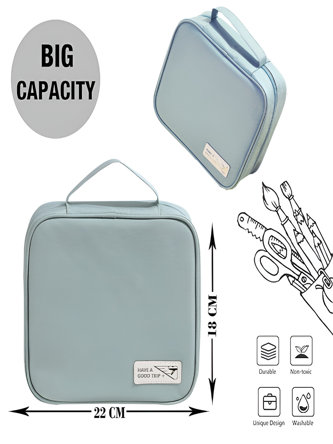 

Kuber Industries Blue Water-Resistant Travel Pouch Accessory