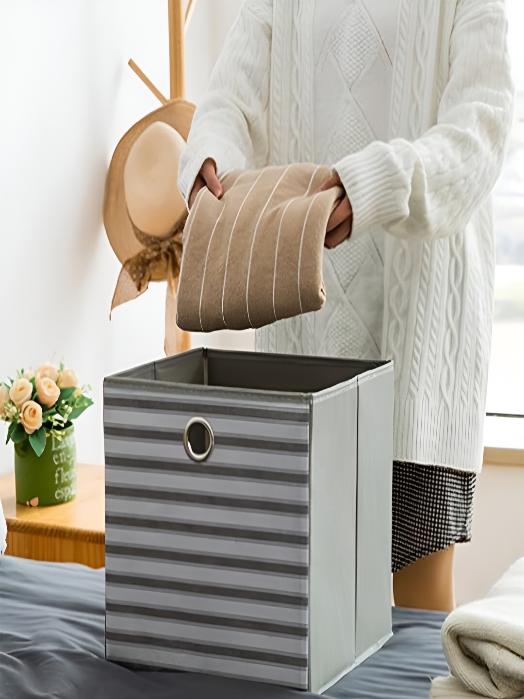 

Kuber Industries Grey Water Resistant Foldable Storage Basket