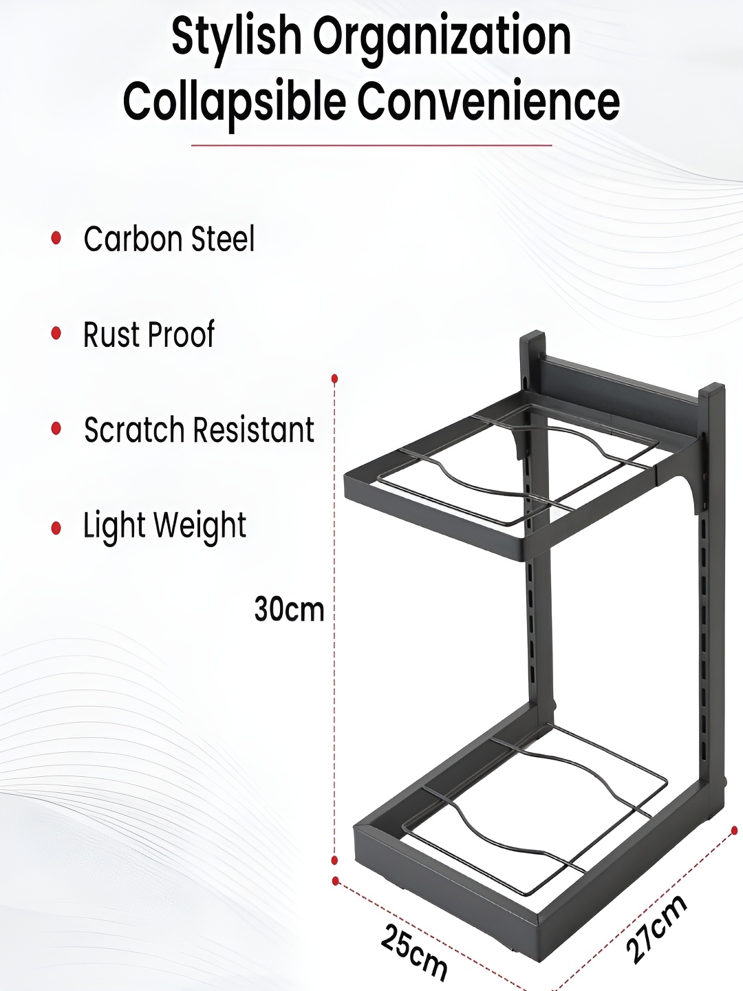 

Kuber Industries Black 2 Layer Pots and Pans Organiser Rack