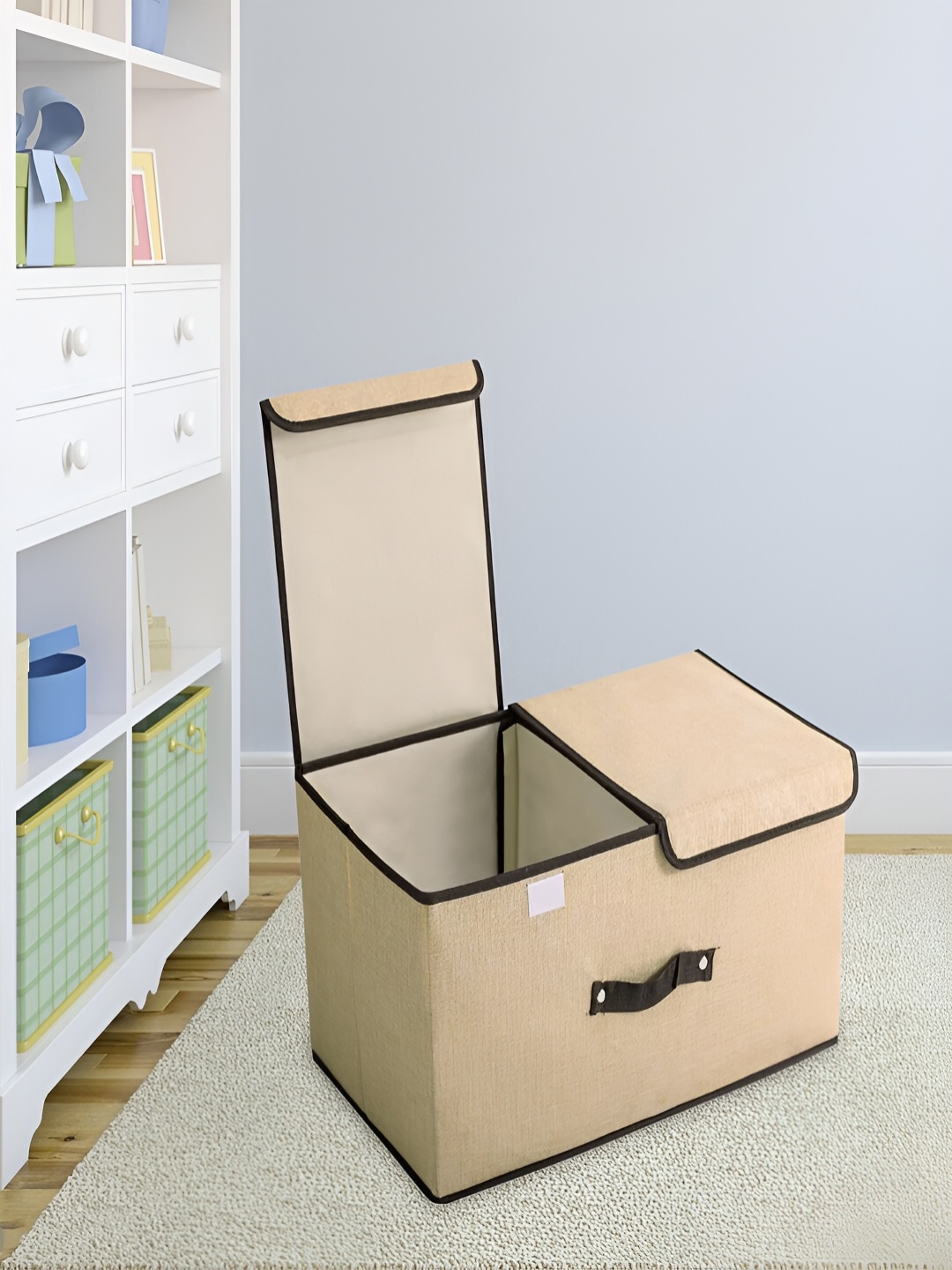 

Kuber Industries Beige Wardrobe Water Resistant Double Lid Foldable Storage Organiser