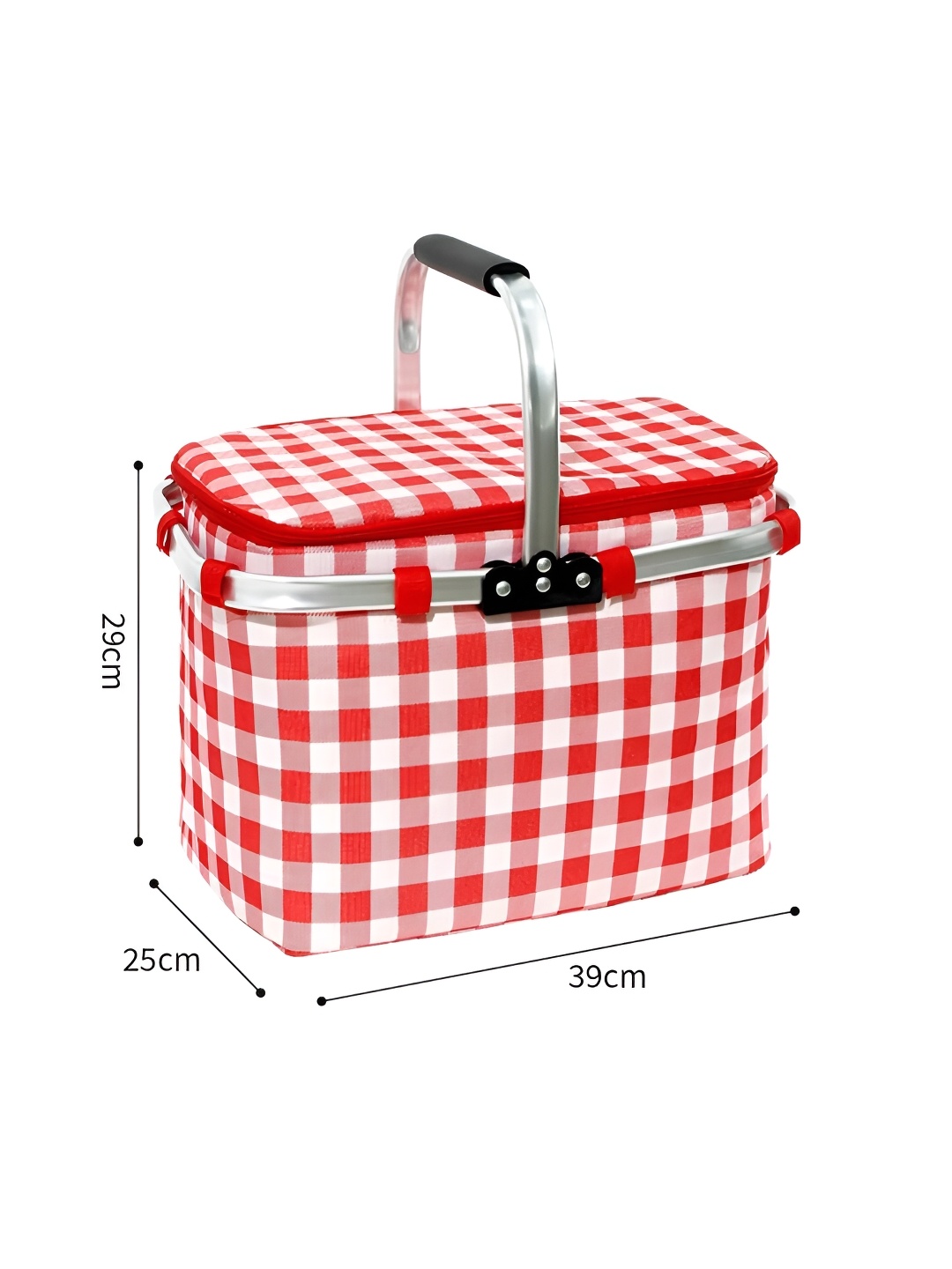 

Kuber Industries Red & White Checked Printed Multi-Utility Basket