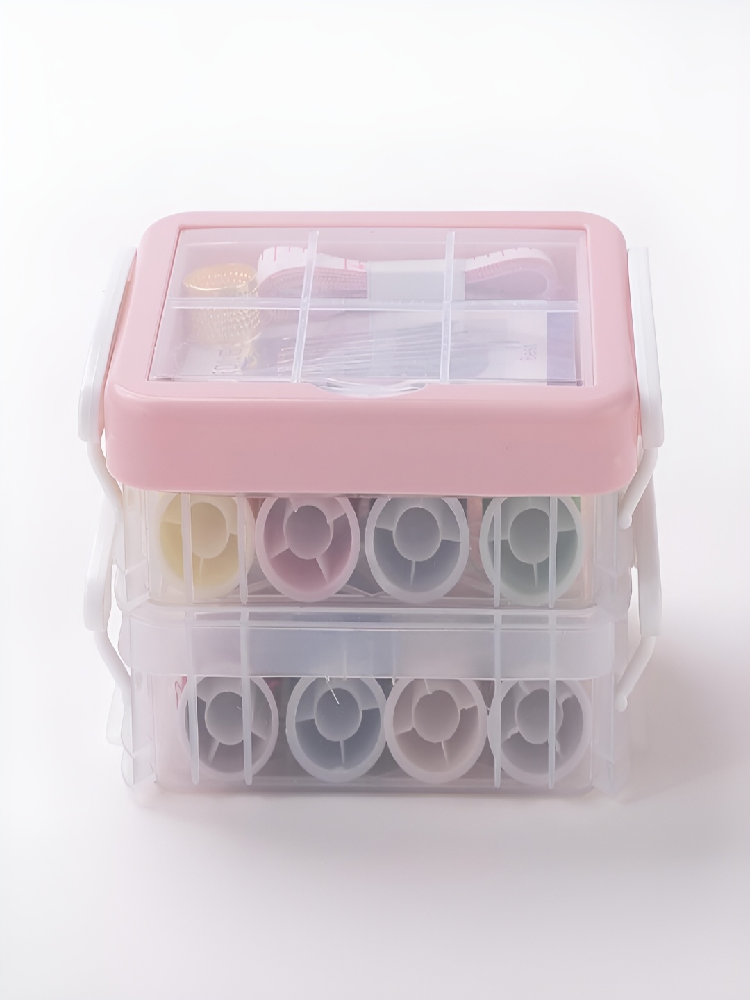 

Kuber Industries Transparent 33 Pieces Multifunctional Sewing Kit, White