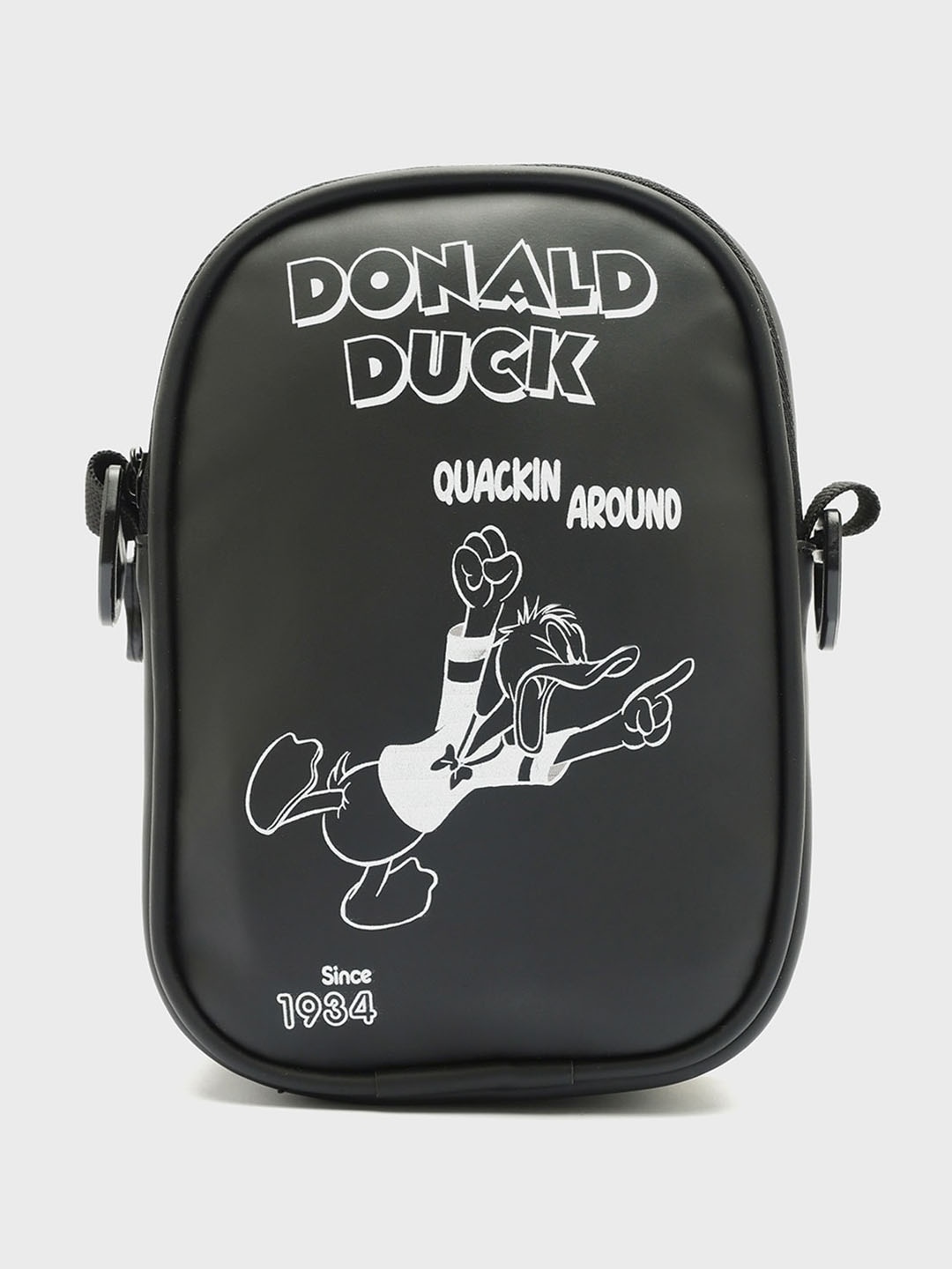 

Bewakoof Unisex Donald Duck Printed Structured Sling Bag, Black