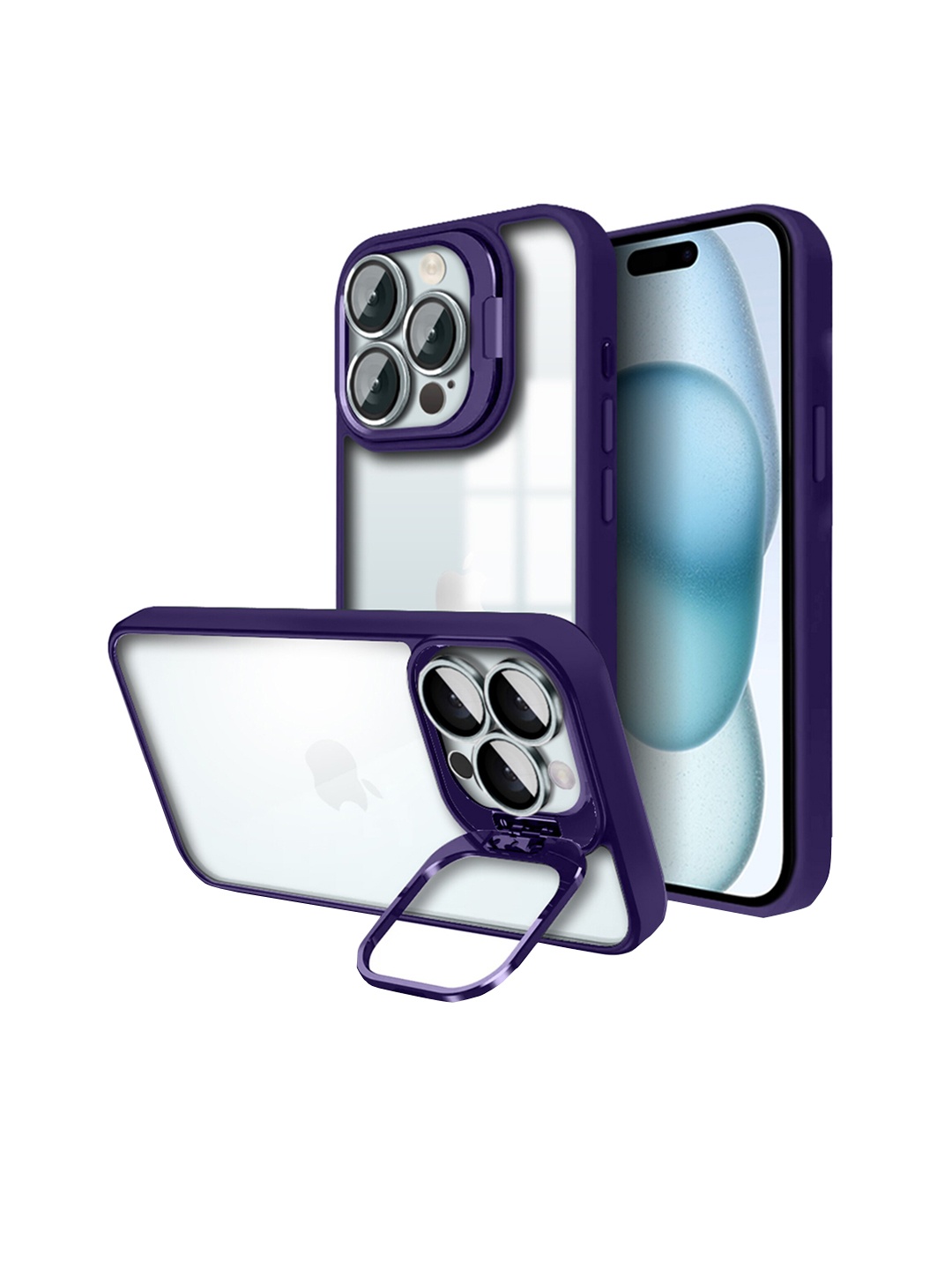 

Karwan Stand Wih Camera Stand iPhone 15 Pro Max Back Case, Purple