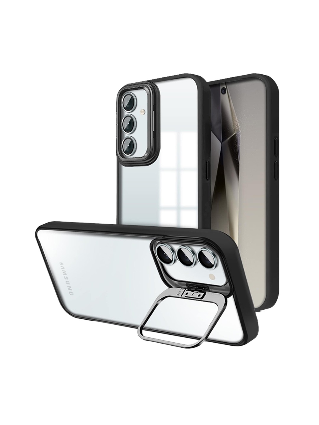 

Karwan Samsung S24 Back Case With Folding Stand, Black