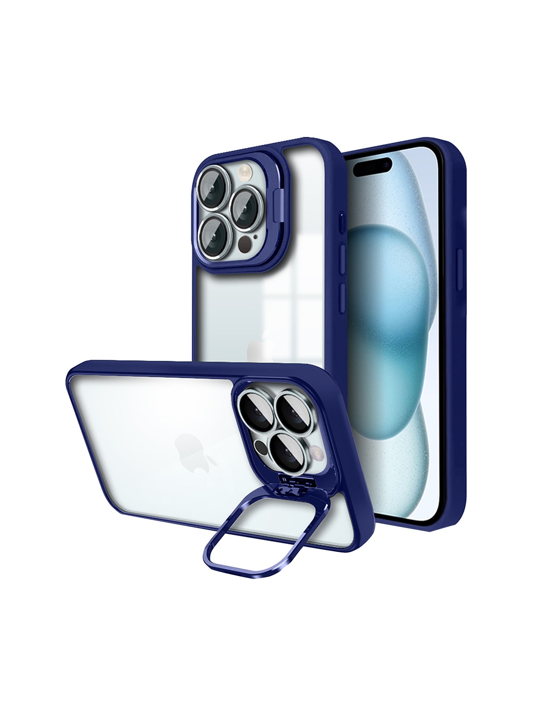 

Karwan Prevent Lens Scratch IPhone 14 Pro Cover Case With Camera Stand, Blue