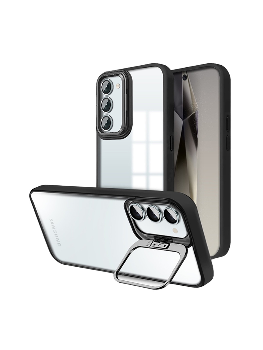

Karwan Super Strong Adhesive Samsung S23 Back Case With Camera Stand, Black