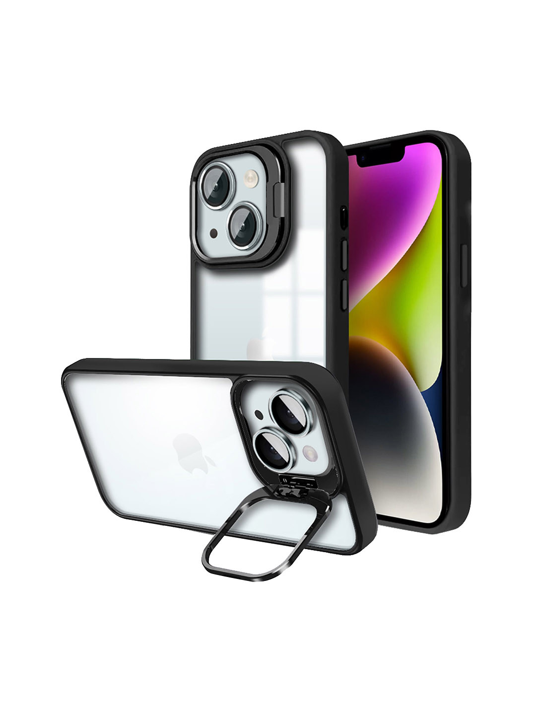 

Karwan iPhone 15 Plus Back Case With Folding Stand, Black