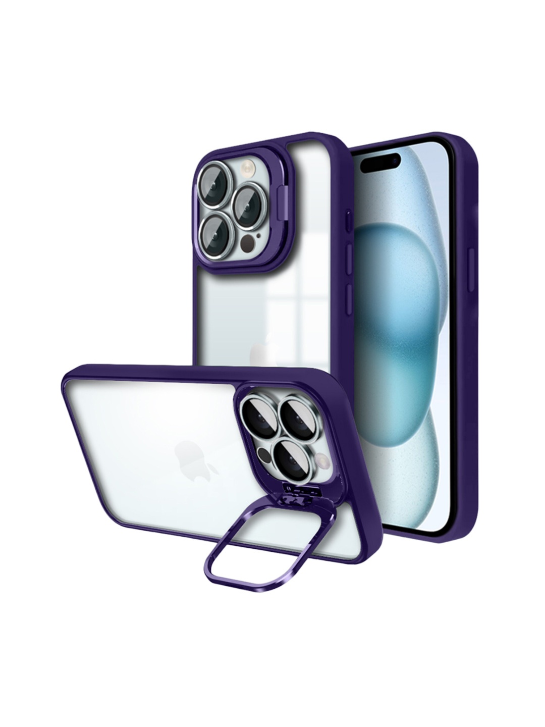 

Karwan Stand Wih Camera Stand Cover Case Compatible for iPhone 15 Pro, Purple