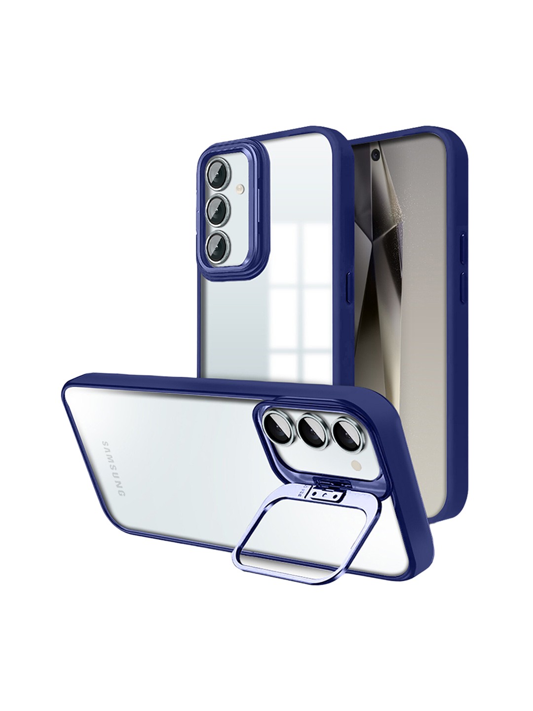 

Karwan Samsung S24 Plus Back Case With Folding Stand, Blue