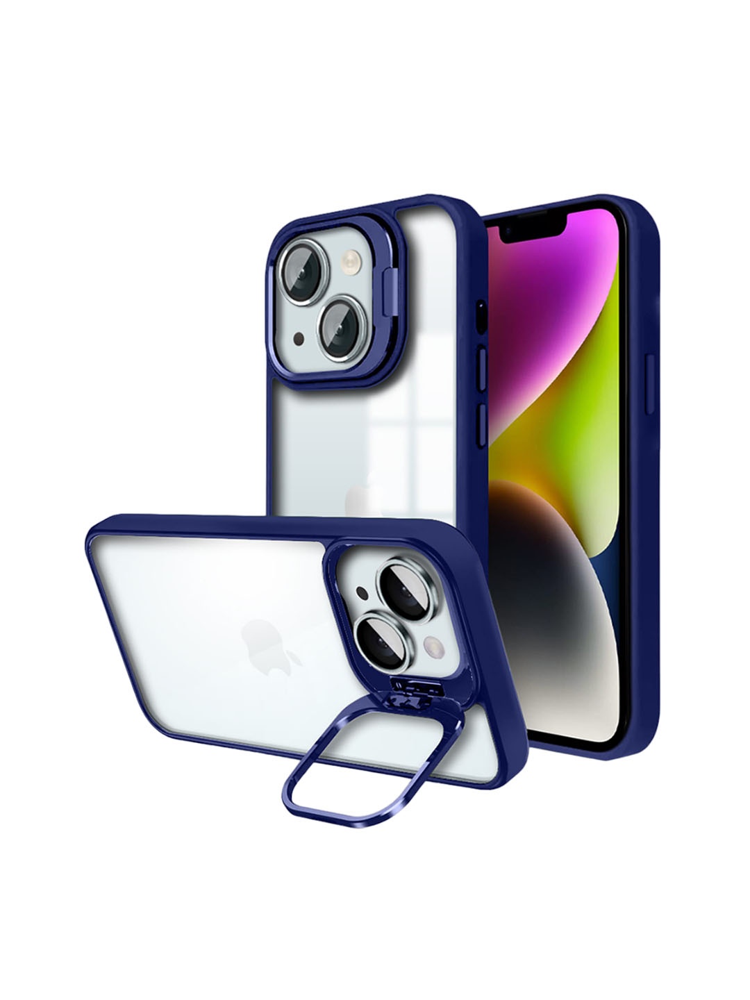 

Karwan iPhone 14 Plus Back Case With Folding Stand, Blue