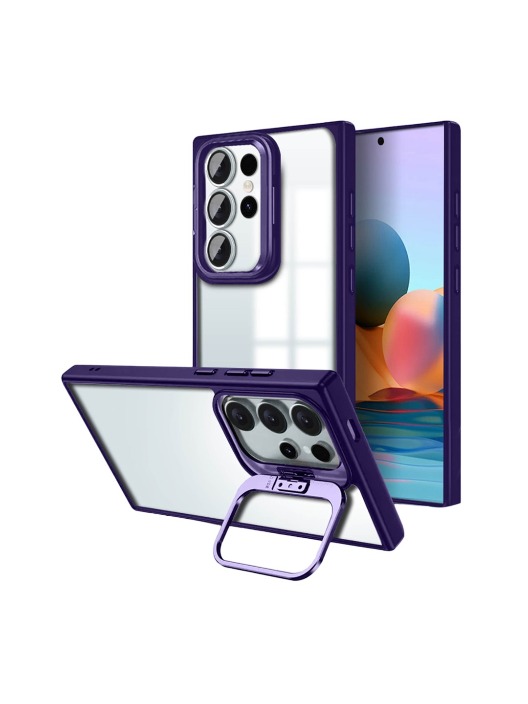 

Karwan Samsung S24 Ultra Back Case With Folding Stand, Purple