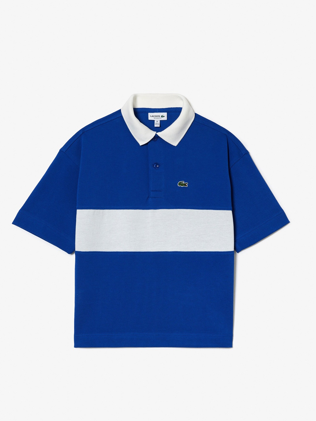 

Lacoste Kids Colourblocked Polo Collar Cotton T-shirt, Blue