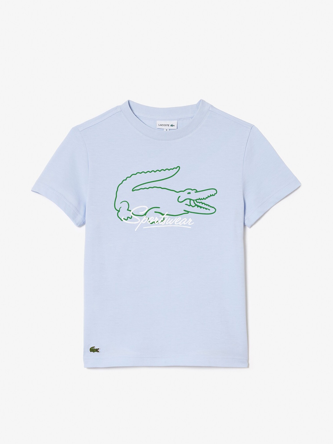 Lacoste Kids Typography Printed Round Neck Cotton T-shirt, Blue