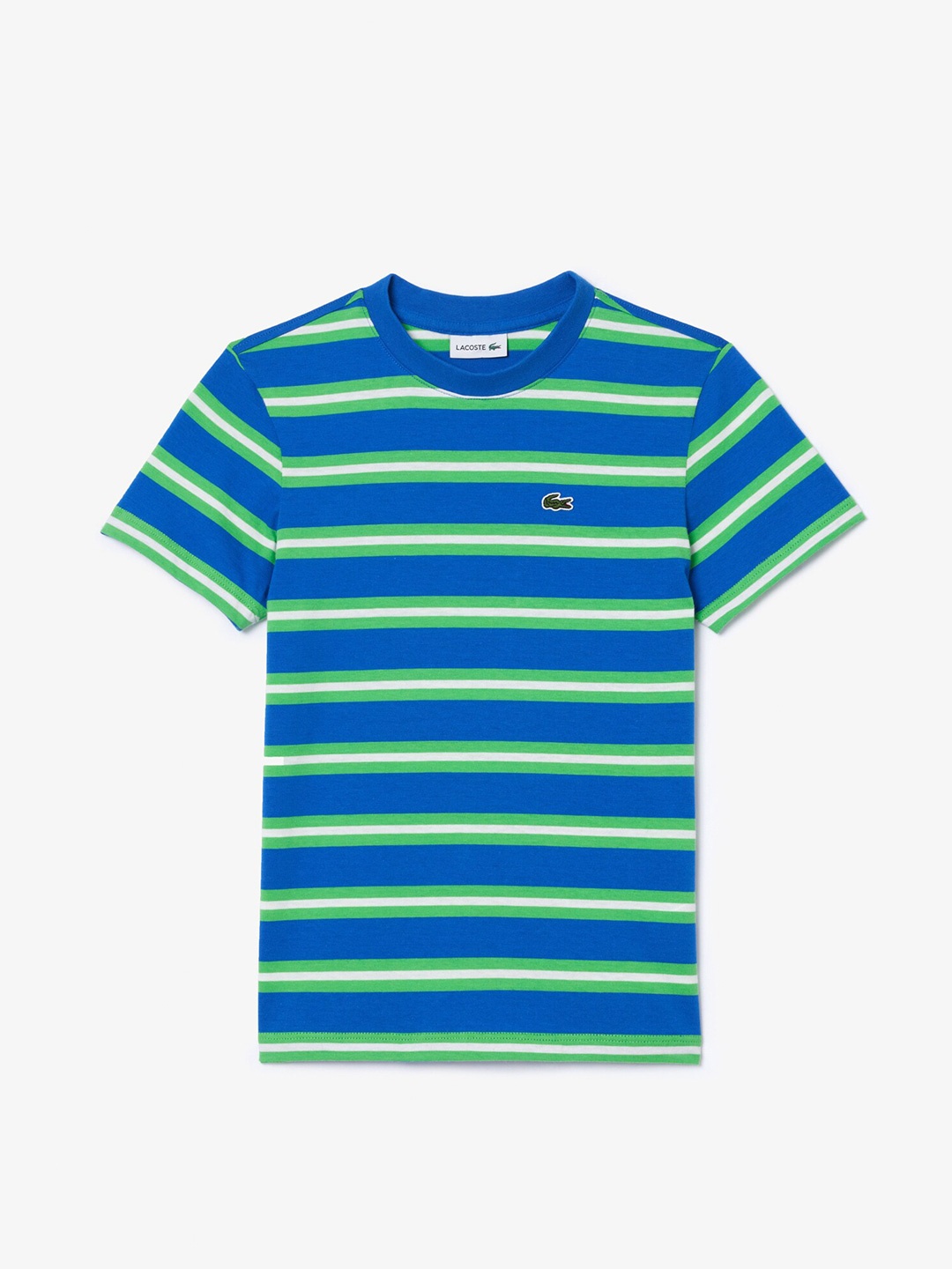 

Lacoste Kids Striped Cotton Round Neck T-shirt, Blue