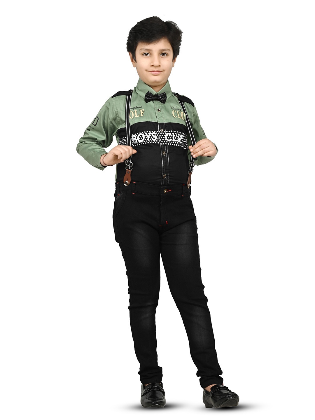 

BAESD Boys Typography Printed Shirt with Trousers, Green