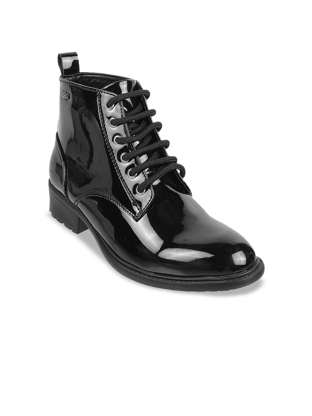 

Mochi Round Toe Block Heeled Mid Top Chelsea Boots, Black