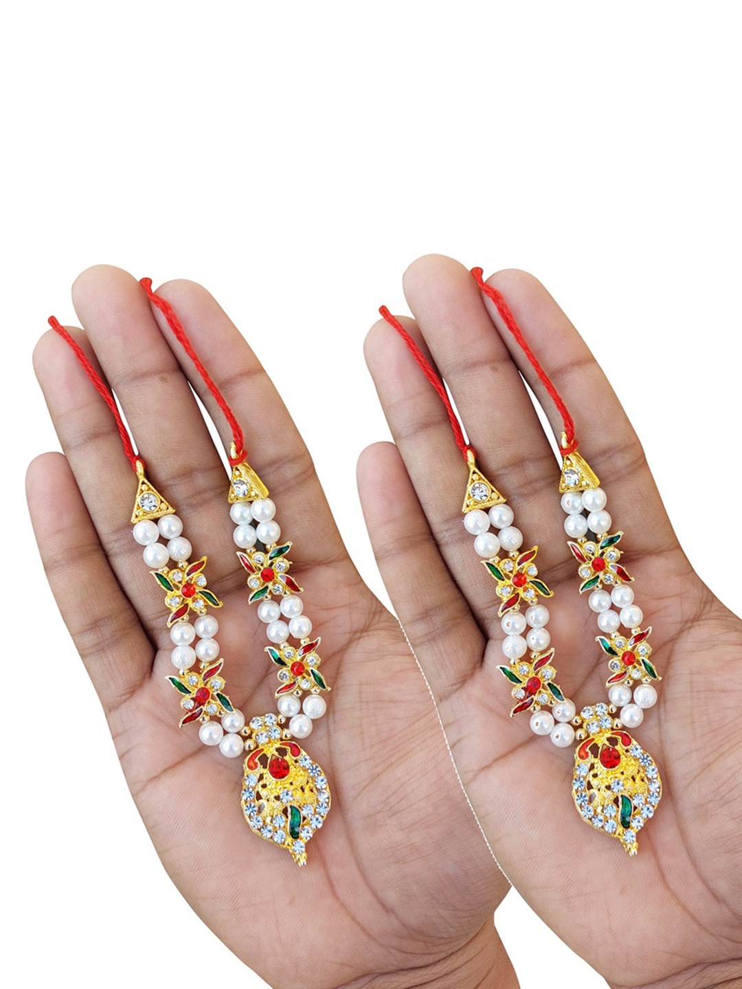 

Sanjog Set Of 2 RadhaKrishan Swastik Meena Mala Khanti Mala, White