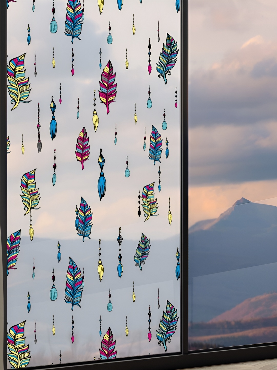 CVANU Yellow & Pink Printed Self Adhesive Window Film