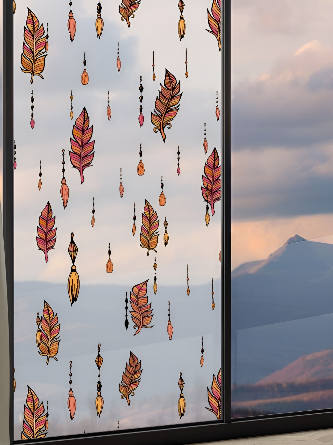 

CVANU Transparent & Brown Floral Printed Self-Adhesive Window Film