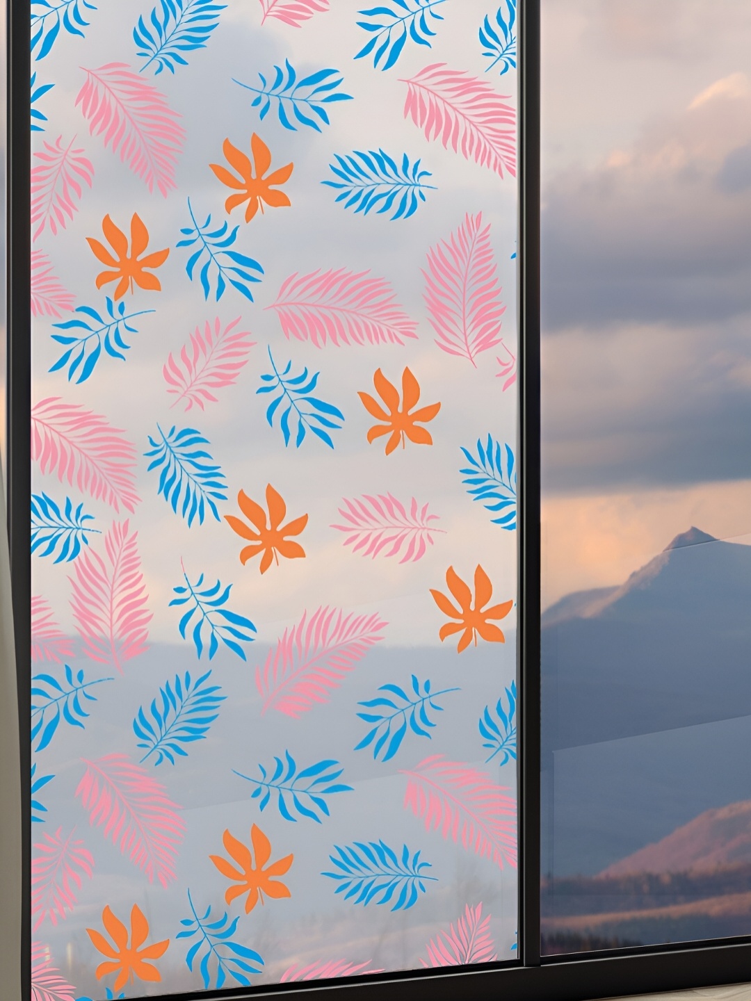 CVANU Transparent & Blue Printed Self-Adhesive Window Film