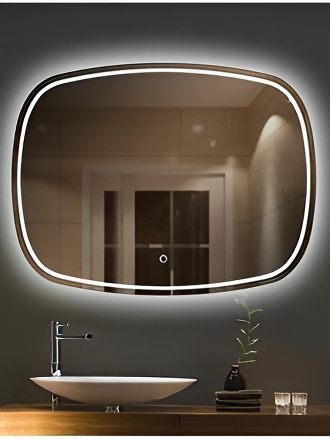 

SMILESELLERS Transparent Modern LED Glass Mirror Lights