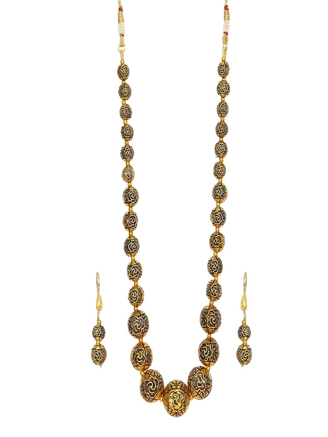 

Runjhun Gold-Plated Beaded Necklace with Earrings