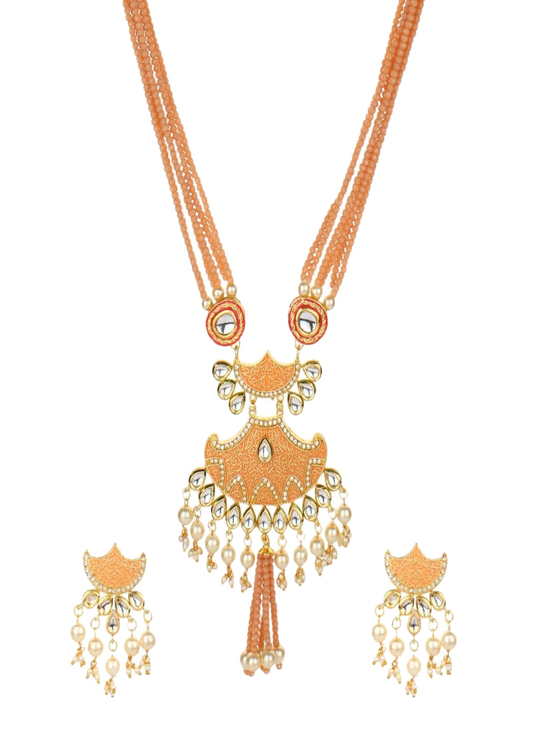 

Runjhun Gold Plated Kundan Studded Necklace & Earrings